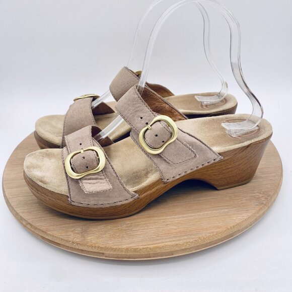 Dansko Sophie Sandals Womsns 8.5 39 Beige Leather Double Strap Boho Garden - Picture 6 of 12